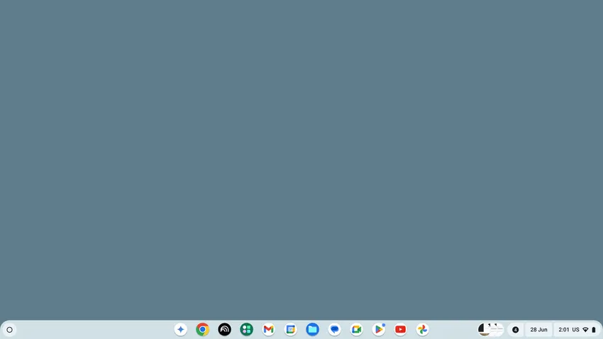 Typowy pulpit ChromeOS z półką na dole