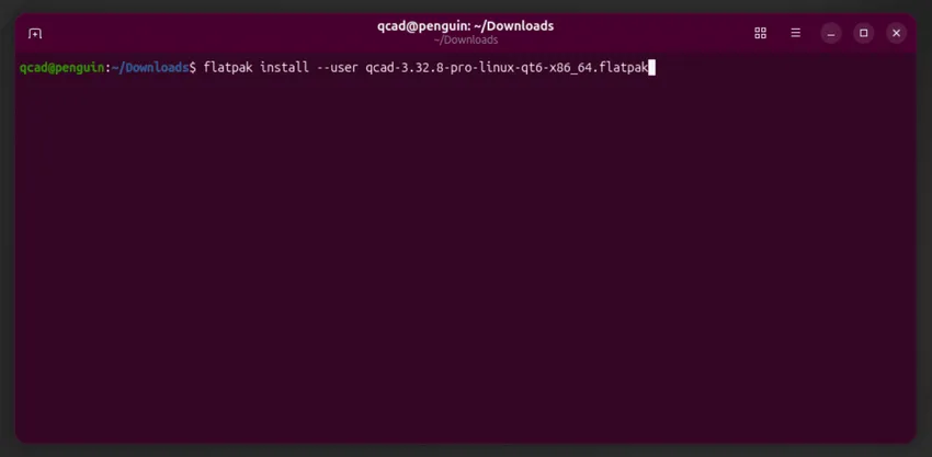 Introducir el comando de instalación de Flatpak en el terminal