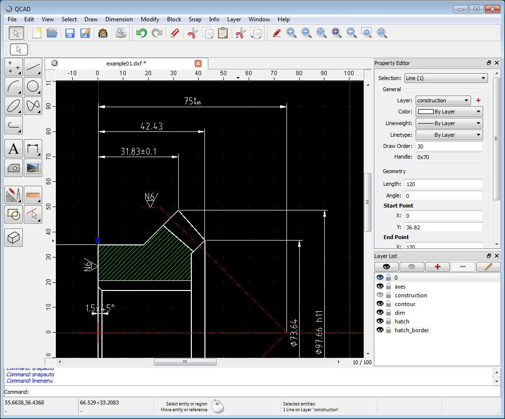 QCAD screenshot