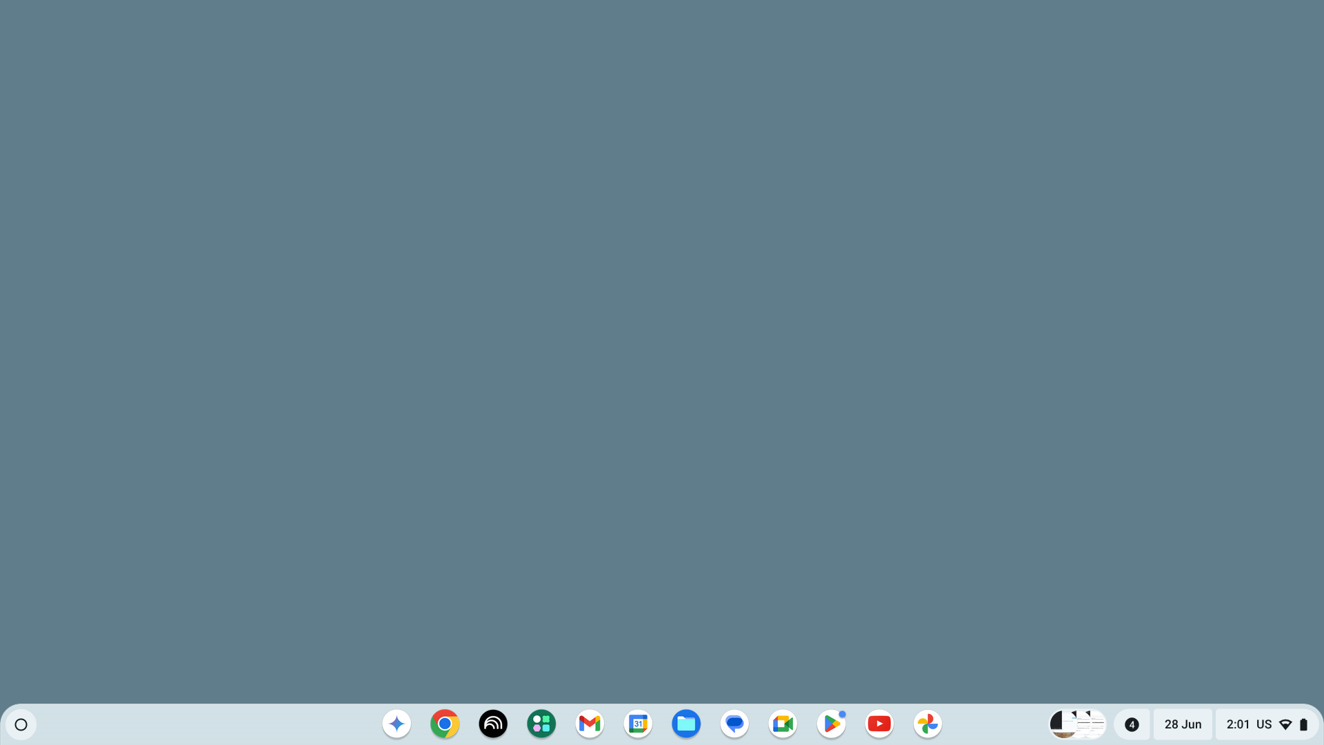 Ein typischer ChromeOS-Desktop mit dem Starter-Kreis