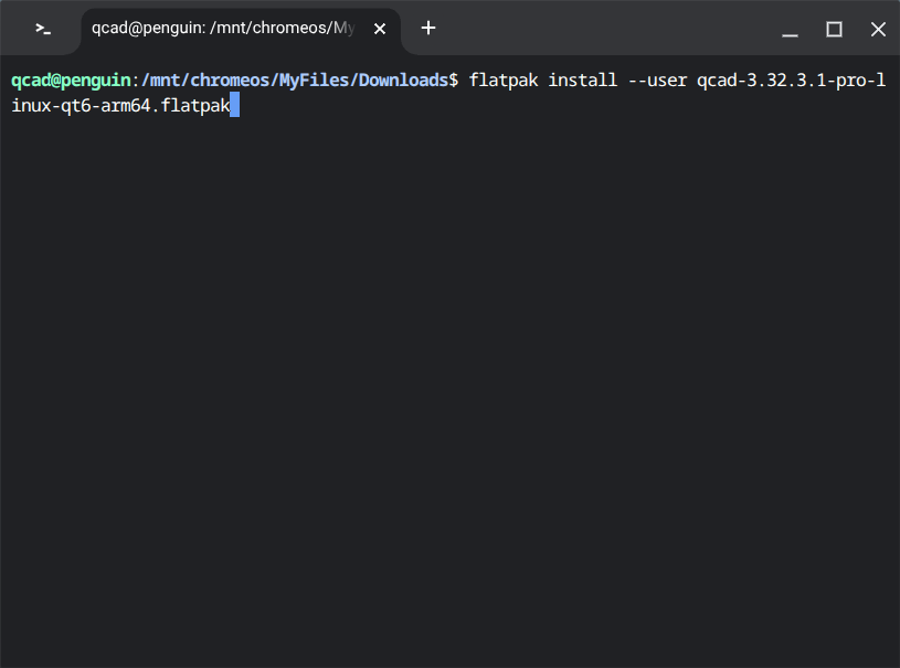 Installation des QCAD-Flatpaks im Terminal
