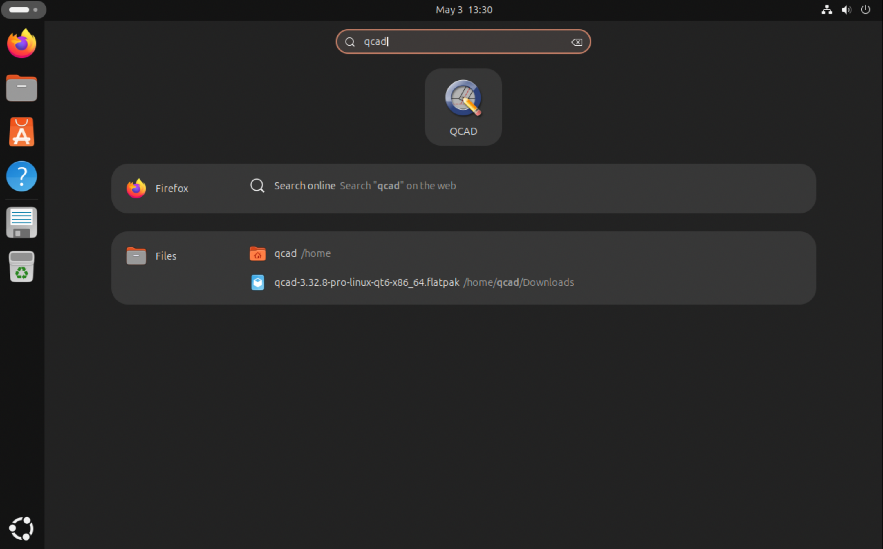 QCAD nel launcher delle applicazioni